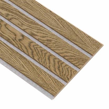 I-Wood Medio+ 4-lamel akustikpanel, mørkebrun olieret, grå filt og lys kerne, egefiner, 16 x 300 mm