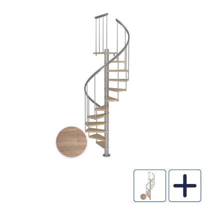 DOLLE Montreal CLASSIC 2 spindeltrappe, Ø120 cm, pearl grey/hvidolieret eg