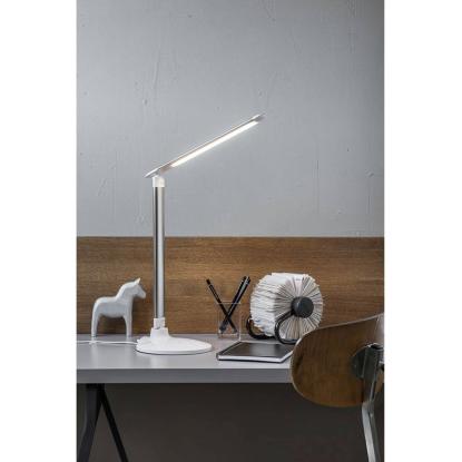 Airam Gina LED skrivebordslampe med USB, dæmpbar, H76 cm, hvid