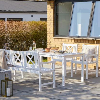 Cinas Rosenborg havebord, hvid, PU, 165 x 80 cm