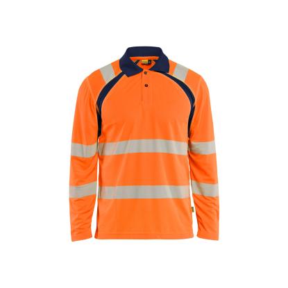 Blåkläder 3598 high vis UV polo lang ærme, hi-vis orange/marineblå