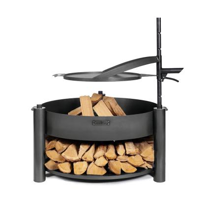 Cook King grillplade med håndtag til Bandito og Montana X bålsted, naturstål, sort, Ø50 cm