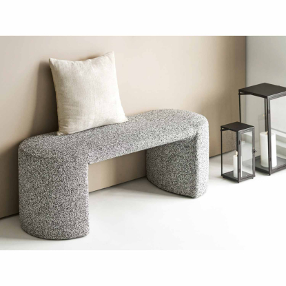Westport bænk, bouclé, sort/hvid, 120 cm