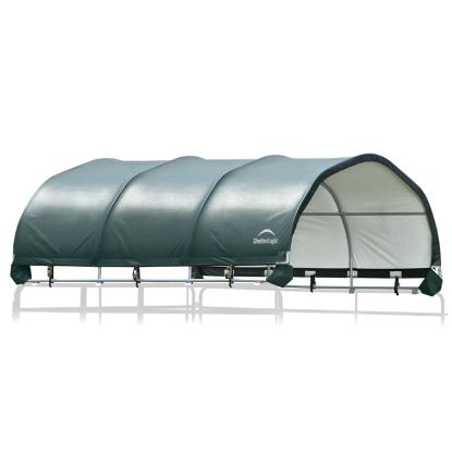 ShelterLogic Run-in-Shed overdækning til hestestald, polyethylen/stål, grøn