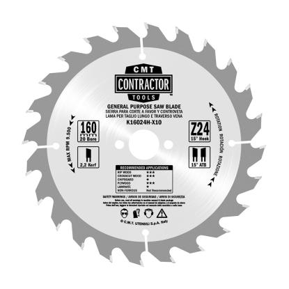 CMT rundsavsklinge til træ, Z24 W, Ø160 x 2,2 x 20 mm - 10 stk.