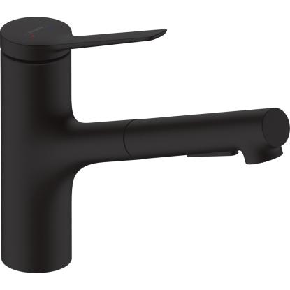 hansgrohe Zesis M33 150 køkkenarmatur med udtræk, 2-jet, mat sort