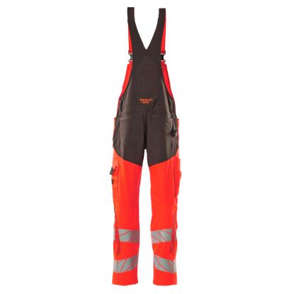 MASCOT ACCELERATE SAFE overall med knælommer, hi-vis rød/mørk antracit