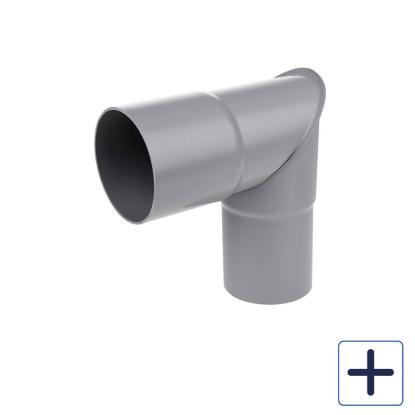 Plastmo knærør, PVC, grå, 90°