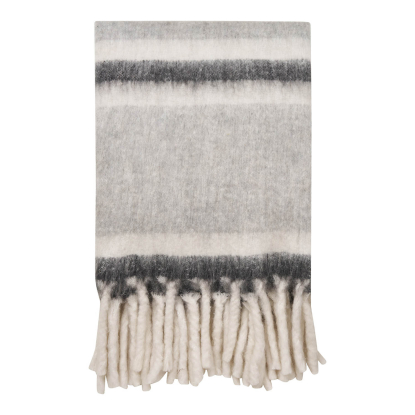 Carmel plaid, uldmix, grå/hvid, 170 x 130 cm
