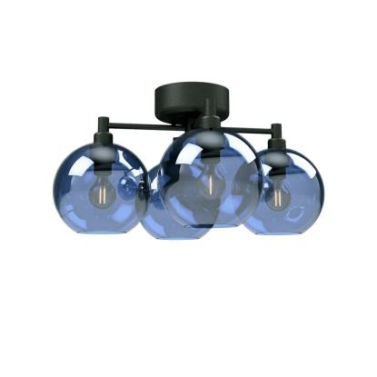 Belid Gloria plafond/loftlampe, Ø46 cm, 4 x E14, dæmpbar, sort struktur/blåt glas