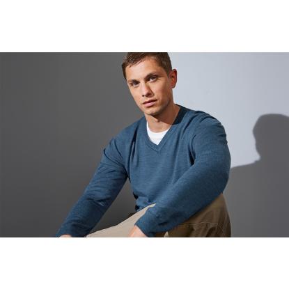 Seven Seas S670 The knit pullover med v-hals, blå melange