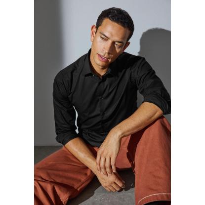 Seven Seas SS402 Poplin skjorte, slim, sort