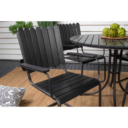 Venture Design Holmsund spisebordssæt, sort, Ø100 cm