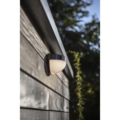 LUTEC Bubble udendørs LED væglampe med solceller, H12,6 cm, IP44, rustfrit stål