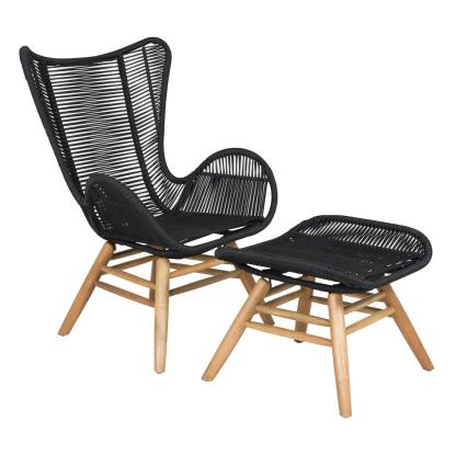 Venture Design Tingeling loungestol med fodskammel, sort/natur