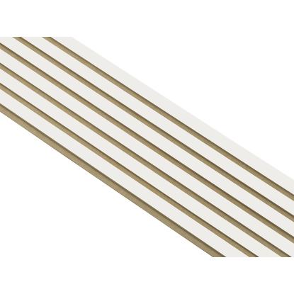 I-Wood Medio+ Original akustikpanel, hvidmalet, brun filt og lys kerne, folie, 16 x 300 mm