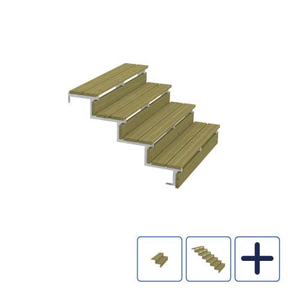 PLUS terrassetrappe, 34,2°, nåletræ/stål - 118 cm