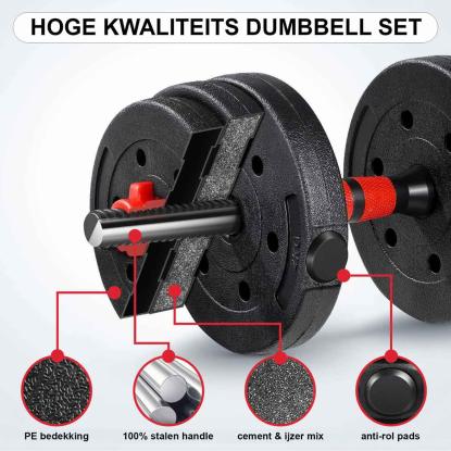 Viking Sports vægtstangs/-håndvægtssæt med 16 vægte, justerbar - 30 kg