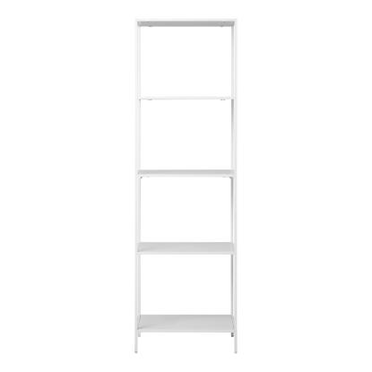Vita reol med 5 hvide hylder i hvidt stel, 51 x 36 x 170 cm