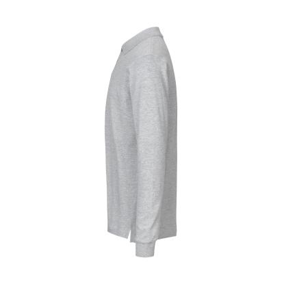 ID 0544 langærmet polishirt med stretch, grå melange