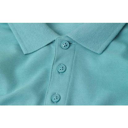 ID 0586 poloshirt, økologisk, støvet aqua