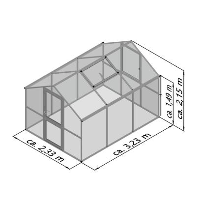 KGT Rose III drivhus, aluminium, 7,53 m²