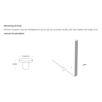 Beslag Design Sture knop, Ø28 mm, børstet messing