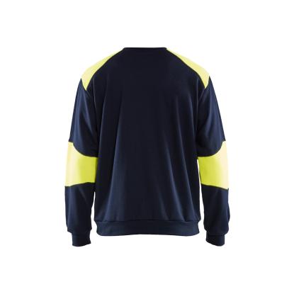 Blåkläder 3458 flammehæmmende sweatshirt inherent, marineblå/hi-vis gul