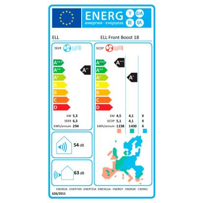 ELL Front Boost luft-til-luft varmepumpe med Wi-Fi, 5,28 kW, golden, 130 m²