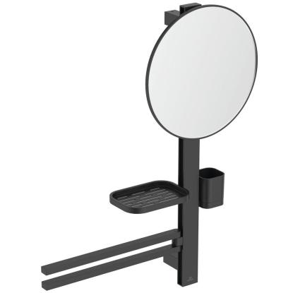 Ideal Standard Alu+ spejl med hylde, mat sort, Ø32,8 cm