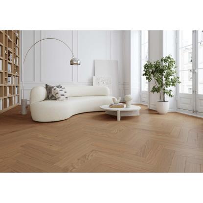 Moland Super Eg Herringbone Design Brisbane Natural Oak plankegulv, højre stav, matlak