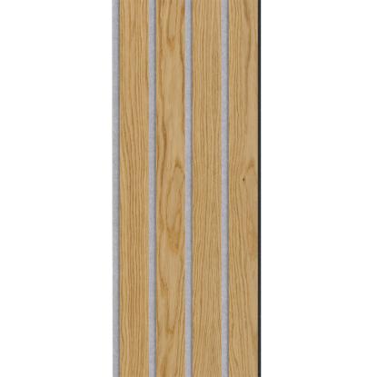 I-Wood Basic 4-lamel akustikpanel, klar olieret, grå filt og sort kerne, egefiner, 17 x 300 mm 