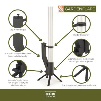 Gardenflare Klassisk ildrør, sort, H130,6 cm