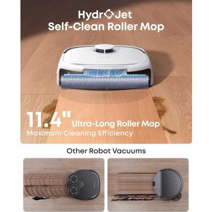 eufy E25 Omni HydroJet robotstøvsuger og gulvvasker med alt-i-en dockingstation, hvid