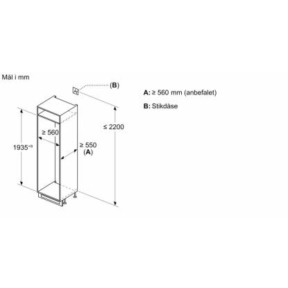 Bosch KIN96VFD0 integrerbart kølefryseskab, 215 + 75 liter