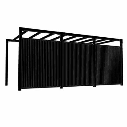 PLUS Arcade pergola model 6 med Noor hegn, trykimprægneret, sort, 486 x 256 x 217 cm