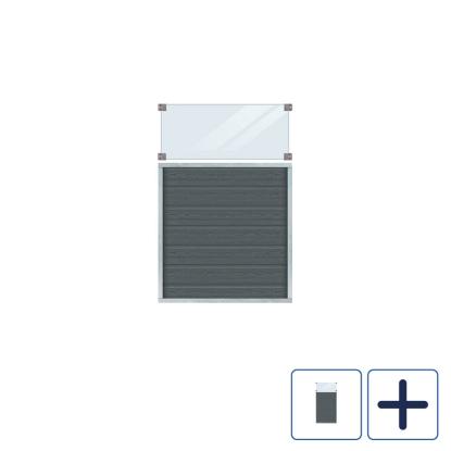 PLUS Artura komposithegn med klart glas, skifergrå/komposit, 90 cm bredt