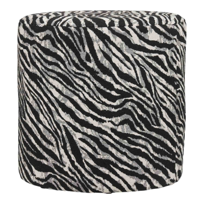 Kimberley puf, jacquard, sort/hvid, Ø40 cm