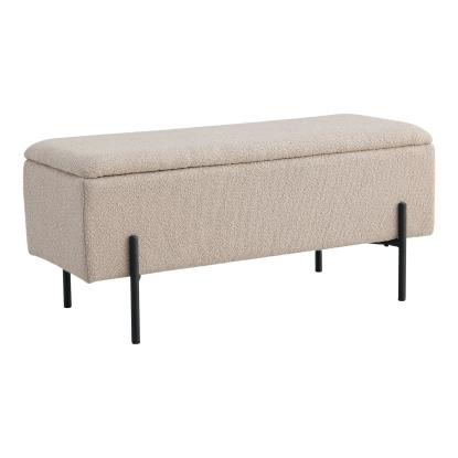 Bænk i bouclé med opbevaring, beige med sorte ben