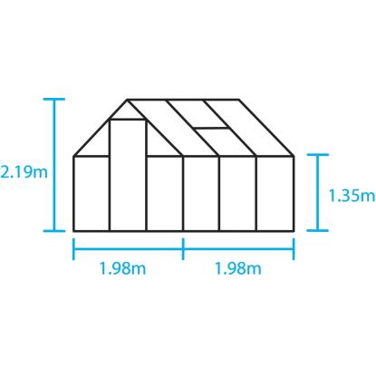 Halls Qube 66 drivhus 3,9 m², sort, 3 mm hærdet glas
