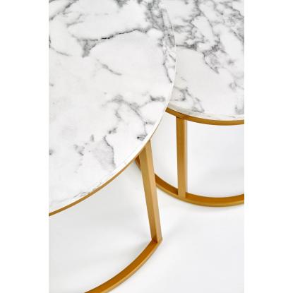 Paola sofabordssæt, marmorlook/guld