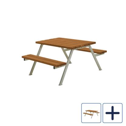 PLUS Alpha bord/bænkesæt, grundmalet, teak/nåletræ