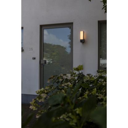 LUTEC connect CUBA udendørs LED væglampe med kamera og sensor, H32,5 cm, IP44, mørk grå