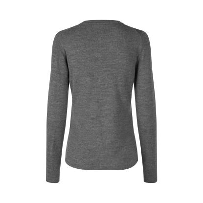 Seven Seas S671 The knit pullover med v-hals, dame, mørk grå melange