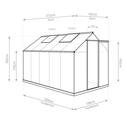 Westmann Flora 610 drivhus, aluminium/polycarbonat, sølv - 5,99 m²