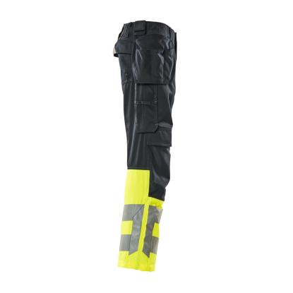 MASCOT SAFE SUPREME arbejdsbukser med hængelommer, mørk marine/hi-vis gul