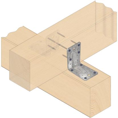 SIMA vinkelbeslag V2 med rib, rustfri kv. A4 - 90 x 90 x 2,0 x 65 mm