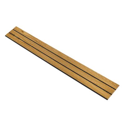 I-Wood Medio+ 3-lamel akustikpanel, brun olieret, sort filt og lys kerne, egefiner, 16 x 300 mm