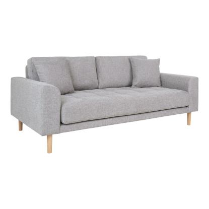 2,5 personers sofa, lysegrå med to puder og natur træben