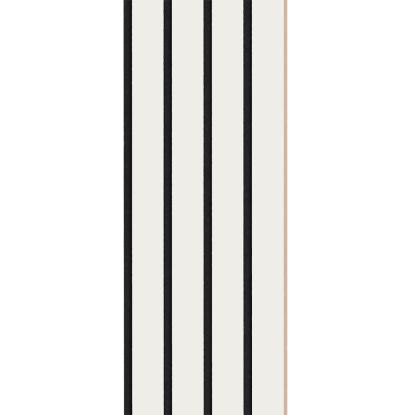 I-Wood Medio+ 4-lamel akustikpanel, hvidmalet, sort filt og lys kerne, folie, 16 x 300 mm
